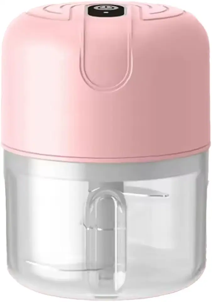 Mini Processador Elétrico Triturador de Alimentos Sem Fio Multifuncional 100ml para Alho Cebola e Temperos (Rosa)