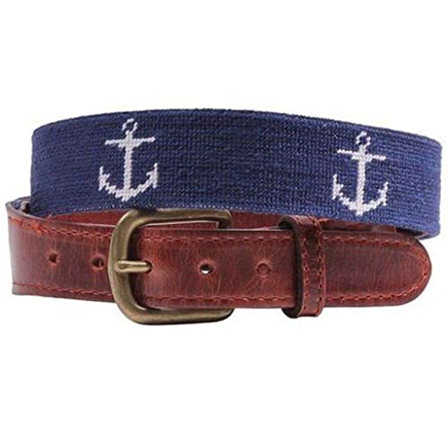 Anchor Needlepoint Belt in Dark Navy by Smathers & Branson