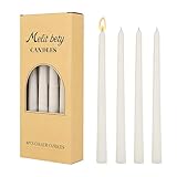 Juego de 4 velas cónicas blancas largas, tiempo de combustión ~ 7 horas