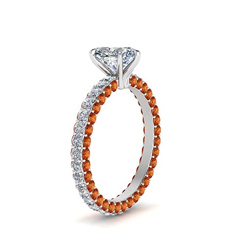 Image of 55Carat Choose Your Gemstone Eternity Ring Sterling Silver Heart Shape Side Stone Engagement Rings Affordable for your Girlfriend, Wife, Wedding Partner US Size 4 TO 12