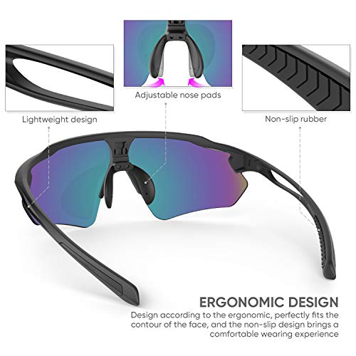 Image of Cycling Glasses, TR90 Unbreakable Frame Polarized Anti-UV400 Sports Sunglasses