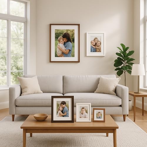 4x4 Oak Wood Picture Frame - 4"x4" Photo Frame, 4x4 Picture Frame Wood, Natural Solid Wooden Picture Frames for Wall Art Photo and Prints(3 Pack, White)