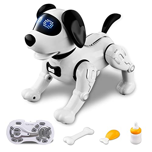 SWTOIPIG Fernbedienungs Roboter Hundespielzeug, intelligenter programmierbarer Welpenspielzeug-Roboter, laufender Tanzender RC-Hunderoboter, singend, tanzend, rennend, elektronisches Haustiergeschenk Cover