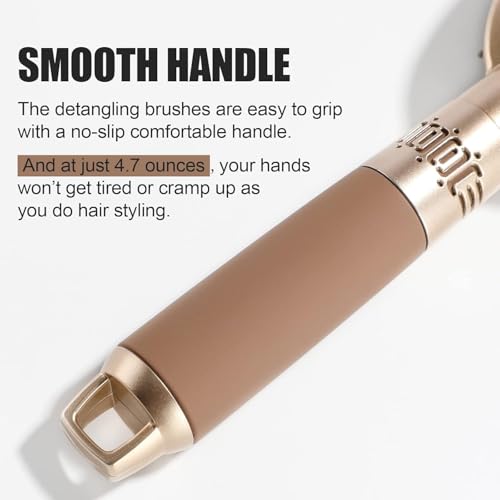 Image of FWQPRA Hair Brush for Women and Men, 3Pcs Paddle Brush Detangling Brush Hair Comb Set for Long Thick Thin Curly Hair, Hairbrush Great On Wet or Dry,(Gold)