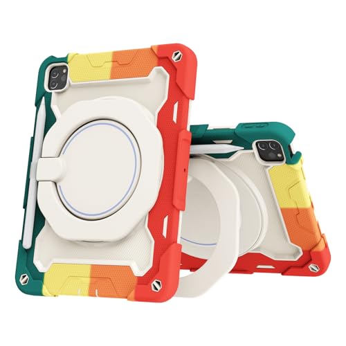 Étui iPad Air 4 2020 en silicone antichoc couleur arc-en-ciel rouge