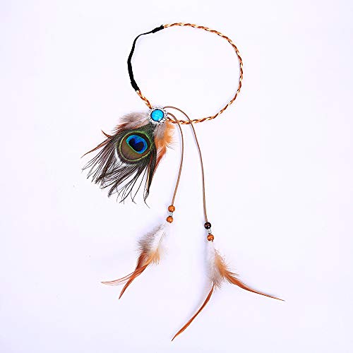 Peacock Feather Headband Bohemian Hippie Gypsy Indian Hairband with Feather Tassel for Hair Accessories Festival Masquerades Vocation Party LD049J