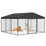 Halmuz 10×10×6 FT Large Outdoor Dog Kennel,Heavy Duty Dog Cage with Double Locks,Outdoor Dog Kennel with UV-Resistant Waterproof Roof Cover for Outside
