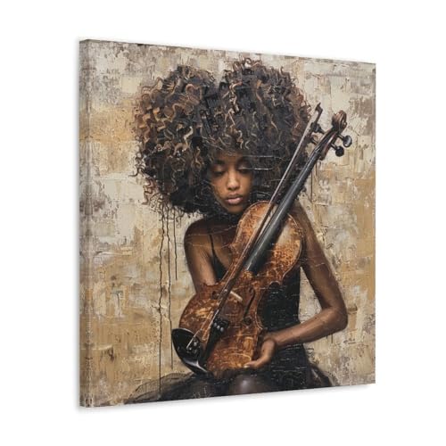 Póster de niño afroamericano tocando el violín, arte musical negro, decoración de pared, lienzo, habitación, estética, impresiones artísticas decorativas adecuadas para salas de estar, dormitorios