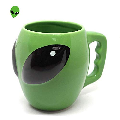 AUCHOIS 3D Aliens Cup Ceramic Cup Cool Mysterious UFO Conspicuous Ceramic Coffee mug