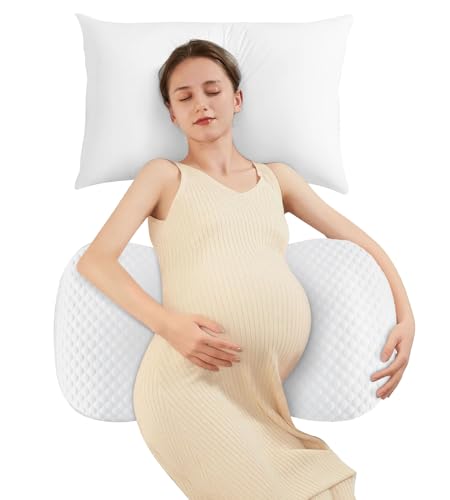 Image of Pregnancy Pillow Cooling for Sleeping, Detachable and Adjustable Double-Sided Support Maternity Pillow Skin-Friendly for Pregnant Women Back, HIPS, Legs(30Slope Design Verified by Expectant Mothers)