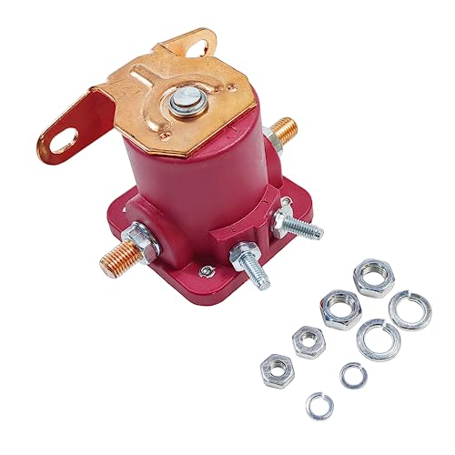 12V 4-Terminal Starter Solenoid Relay SW-3 | Fit for Jeep Lincoln Mercury, Ford Bobcat Perkins, Johnson New Holland Volvo Penta Evinrude | OE# SNL135 SS581T B-6A-11450A C6AF C7AF C3912 C9AF (RED)