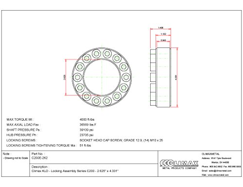 Climax Metals C200E-262 Series 200 Locking Assembly, Steel, 2.63