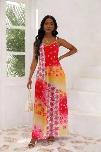 Image of vunahzma Womens Casual Fashion Sleeveless Plus Size Loose Long Sexy Maxi Dress with Pockets