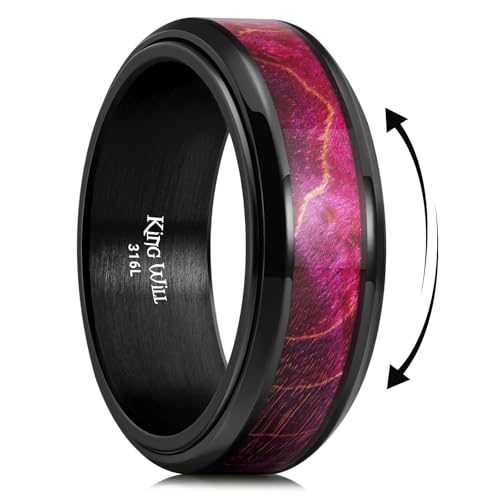 Image of King Will 316L Stainless Steel Spinner Ring for Men Women- 8mm Width Fidget Ring with Dragon /Celtic Knot Pattern, Stress Anxiety Relief Comfort Fit Wedding Band