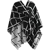 fauson Shawl Wraps for Women Open Front Ponchos for Women for Fall Winter Pashmina Black