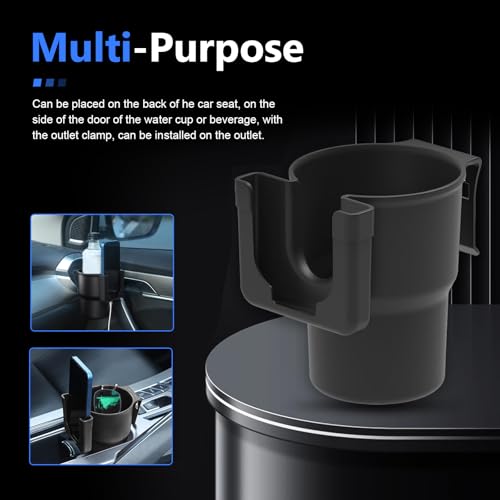 Portavasos para puerta de carro multiusos 2 en 1 negro miniatura 3