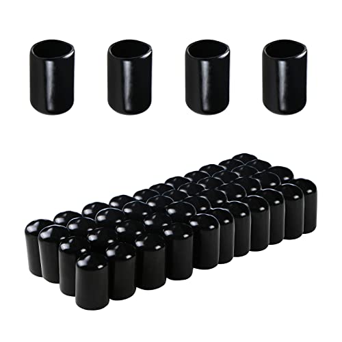 Image of Rubber Round End Cap Cover 0.33 Inch (8.5mm) Screw Thread Protectors PVC Flexible Tubing Pipe Protective Bolt Screw Thread Protector Safety Cover | for Pipe Post Tubing Rod Cover 100 Pcs (Black)