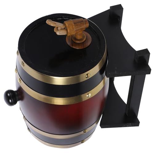 TOYANDONA Barril De Madera para Vino y Cerveza 1,5 litros Madera De Pino Color Rojo Vino Dispensador Multifuncional para Uso Doméstico y Decoración De Bares y Restaurantes