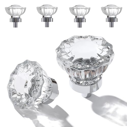 Image of 4 Pack Polished Chrome Crystal Cabinet Knobs for Drawer,1.5 inch