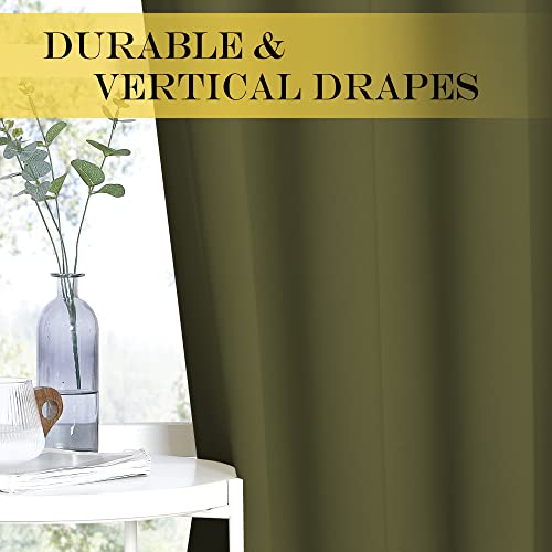 NICETOWN Olive Green Blackout Curtains 84 inch Length, Grommet Top Room Darkening Drapes for Bedroom Living Room, Light Blocking Window Covering for Privacy (W66 x L84 Inch, 1 Panel)