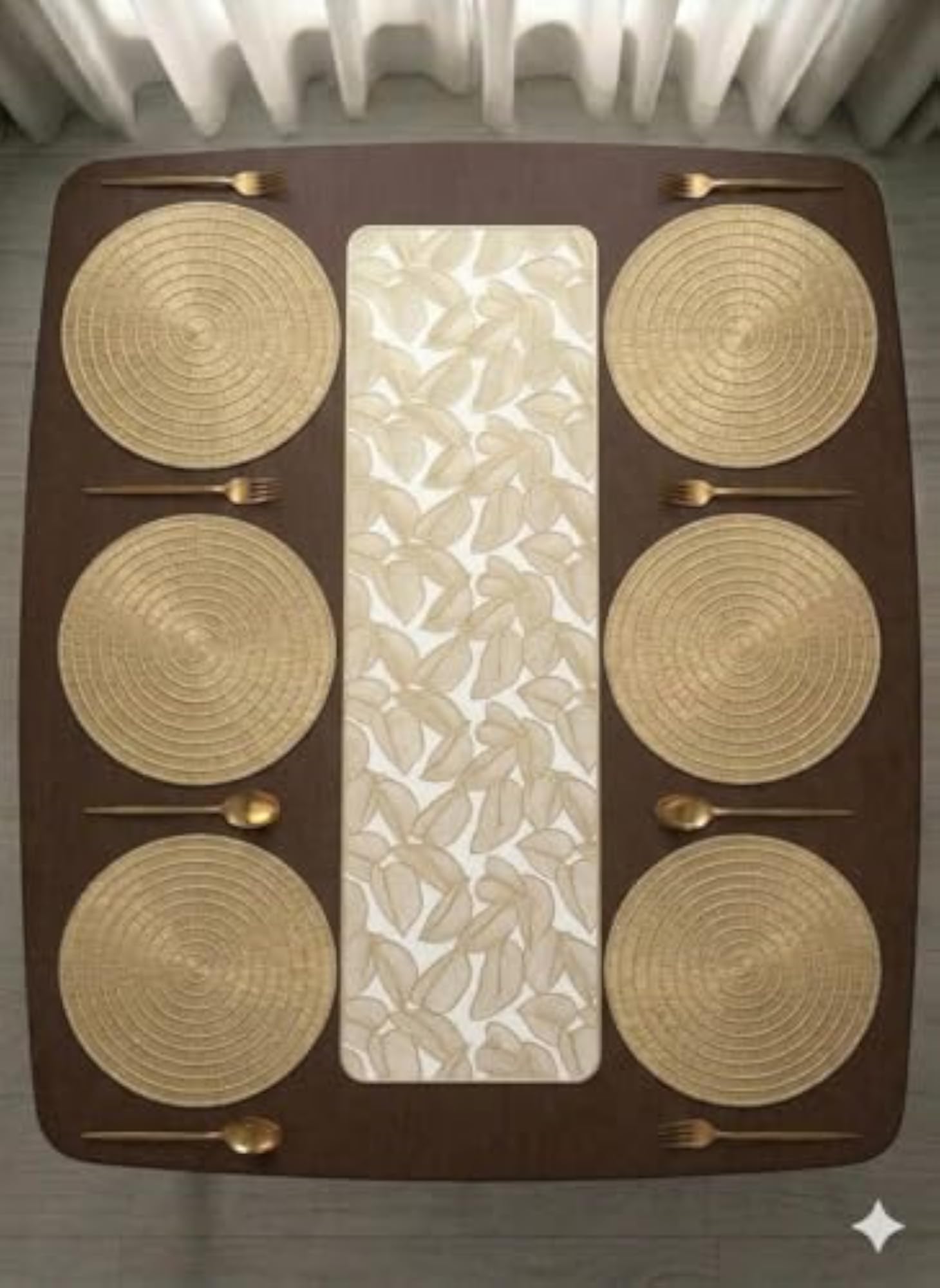 Premium Table Mat and Runner Set for Dining Table, 6pc