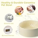 SPUNKYJUNKY Elevated Dog Bowls Ceramic, 6.1'' Dogs and Cat Food Water Bowls Raised with Non-Slip Bamboo Stand for Medium Sized Breed Microwave Dishwasher Safe - 28.7 OZ,Beige - Image 5