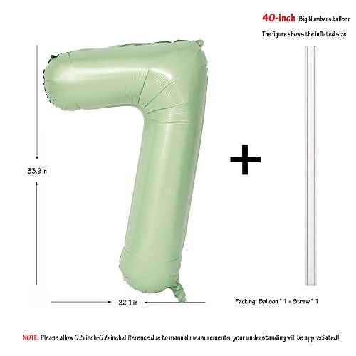 Image of 40 In Olive Green Number Balloons 7 Giant Helium Foil Mylar Green Balloon