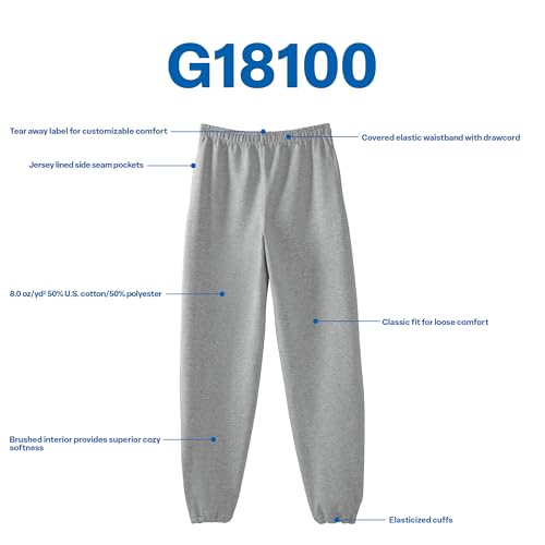 Gildan Adult Fleece Elastic Bottom Sweatpants with Pockets, Style G181004