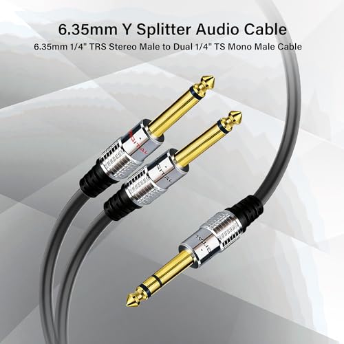 Cable divisor de audio 6.35mm Y splitter 0.5m miniatura 5