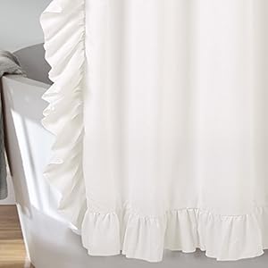 Lush decor reyna ruffle shower curtain 72 w x 72 l white flowy white shower curtain pretty romantic ruffles french country farmhouse cottage bathroom decor  urban country home decor