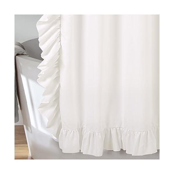 Lush decor reyna ruffle shower curtain 72 w x 72 l white flowy white shower curtain pretty romantic ruffles french country farmhouse cottage bathroom decor  urban country home decor