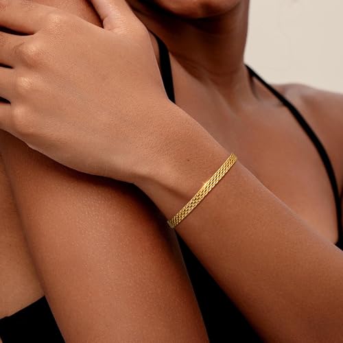 Gold Bracelets for Women, 18K Gold 925 Sterling Silver Mesh Bracelets - image 4