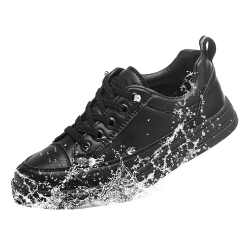 Treesky Non-Slip Shoes for Women - Waterproof, Lightweight, Comfortable, Stable, Suitable for Food Service, Nursing, and Crew Work. Black