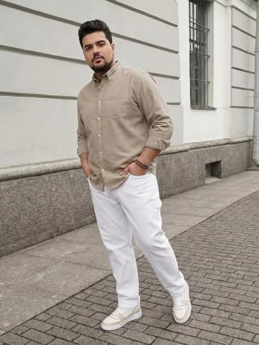 Image of Urbano Plus Men's Cotton Full Sleeve Regular Fit Solid Oxford Shirt with Button-Down Collar