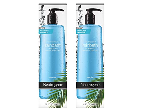 Image of Neutrogena Rainbath Replenishing and Cleansing Shower and Bath Gel, Moisturizing Body Wash and Shaving Gel with Clean Rinsing Lather, Ocean Mist Scent, 32 fl. oz (Pack of 2)