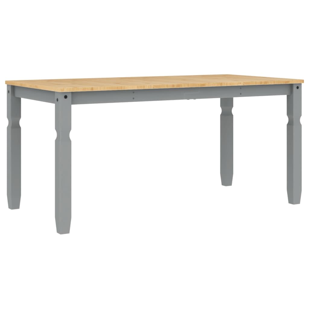 Tavolo da pranzo in legno massello di pino grigio, 160 x 80 x 75 cm