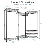 VIPEK V5 Portable Closet Wardrobe Heavy Duty Clothes Rack, Freestanding Clothing Rack with 4 Hang Rods & 8 Shelves, Adjustable Closet Racks, 68.9" L x 15.7" W x 76.4" H, Max Load 890LBS, Black - Image 5