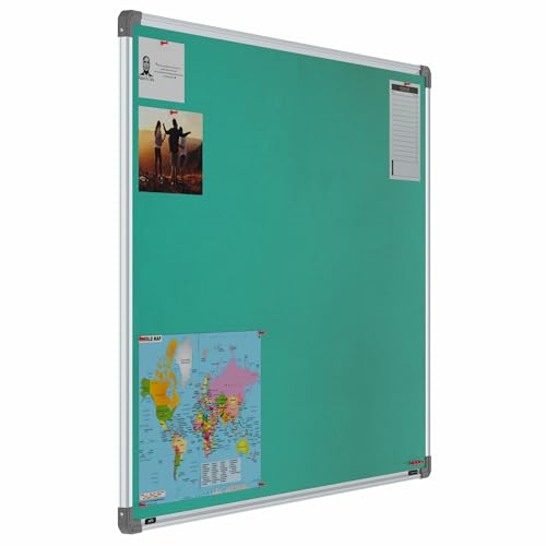 Image of Scholar Art Metis 3x4 Feet Fabric Pin Board for Study Table & Kids Room | Vibrant & Versatile Crape Cloth + High Density Soft Board for Pinning Photos, Sticky Notes & Reminders (Emerald Green)