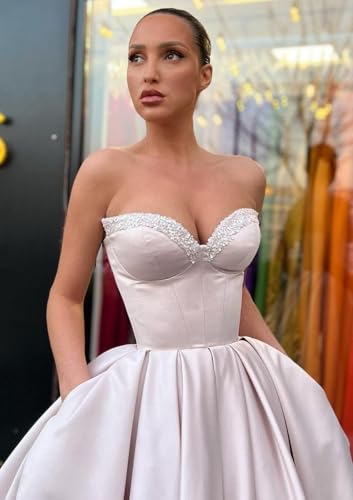 Women's Short Prom Dresses Ruched A-line Satin Sequins Tea Length Formal Evening Party Dress with Pockets - Image 5