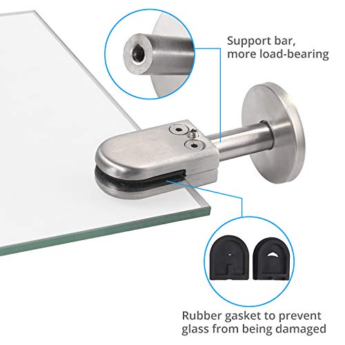 Proster 4 STÜCKE Edelstahl 304 Glasklemme S Größe Unterstützt 6-8 mm Dickes Glas mit 40mm Stützhalterung für Bodenmontage Bodenmontage Treppengeländer Balustradengeländer