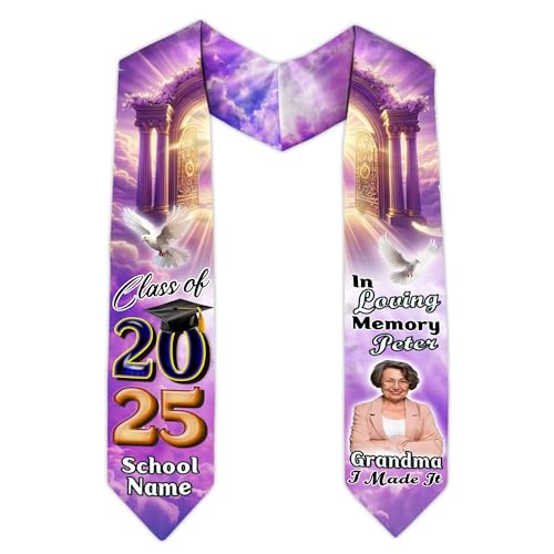 MonkeyVan Custom Memorial Graduation Sash 2025, Personalized Memorial Graduation Stole, Custom Graduation Sash with Tribute S220
