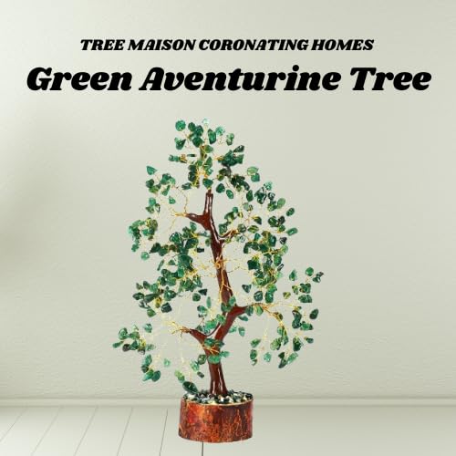 Image of Green Aventurine Crystal Tree (300 Beads) | 9-10 Inch Good Luck Showpiece for Home Decor | Gemstone Bonsai Money Tree for Wealth, Good Luck & Positive Energy |Gift Item