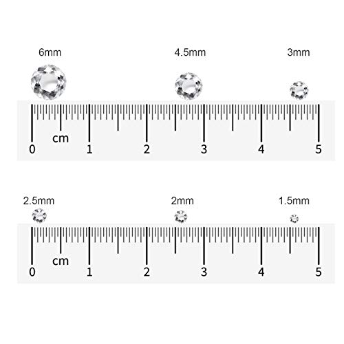 2000PCS Clear Round Crystal Rhinestones, 6 Size Non-Self-Adhesive Flat Back Gemstone with Tweezers and Picking Rhinestones Pen for Crafts Nail Art Eye Makeup Clothes Shoes Bags DIY Decoration