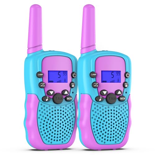 Toys for 3-12 Year Old Boys, Walkie Talkies for Kids with 22 Channels, LED Flashlight, 3 Miles Range for Outdoor Adventures, Camping, Hiking (Blue-Purple)