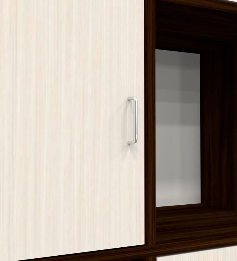 Image of SPECIALITY PANELS 8 Cube Bookshelf with Doors, Brown and Cream, 73x35x176 cm, Modern Display Storage Unit with Carpenter Assembly