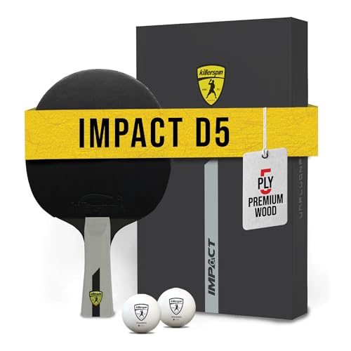 Killerspin Impact D5 Ping Pong Paddle, Table Tennis Racket, Table Tennis Equipment for Intermediates, Table Tennis Paddle with Wood Blade, Black