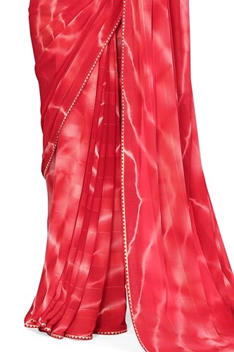Image of MIRCHI FASHION Women Saree Shibori Print Chiffon | Elegant Festive and Functional Sari for All-Day Comfort with Matching Blouse