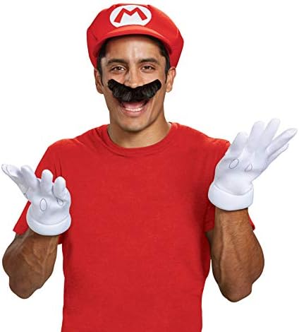 DISGUISE Nintendo Super Mario Adults Red Hat & Moustache Plumber Costume Accessories,