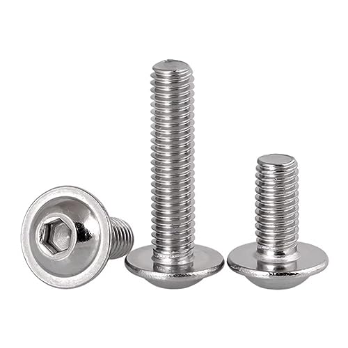 SYDARSYN Flanged Button Head Allen Bolt Stainless Steel (A2) Hex Socket Machine Screws M2x4mm (100 pcs), Silver