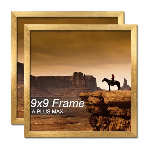 9x9 Picture Frame Set of 2 Gold Light Weight Tabletop and Wall Mount